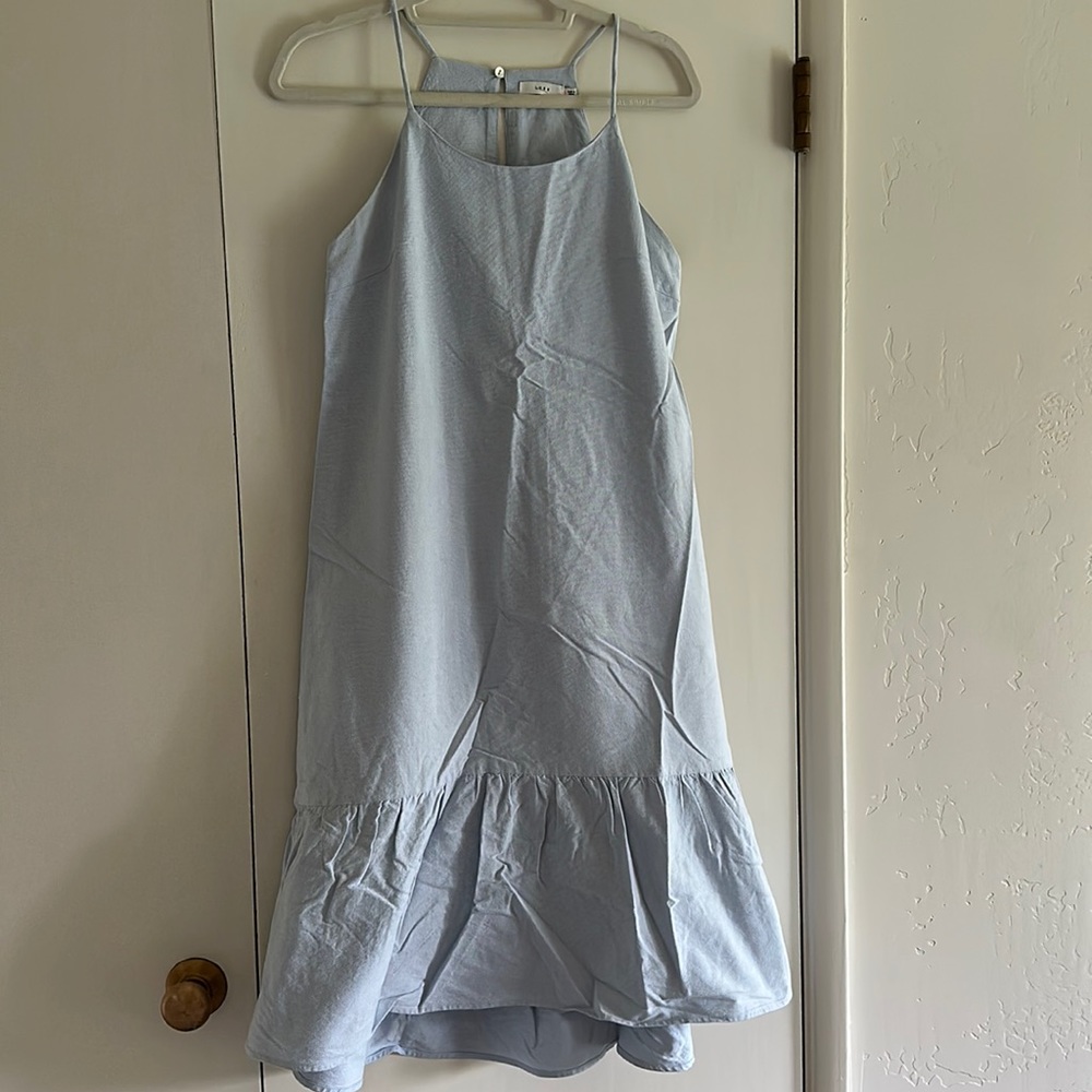 Lush Blue High-neck Midi Dress